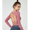 Camisas de yoga sin espalda sexy espalda abierta